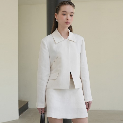 Silk Linen Oxford Jacket White